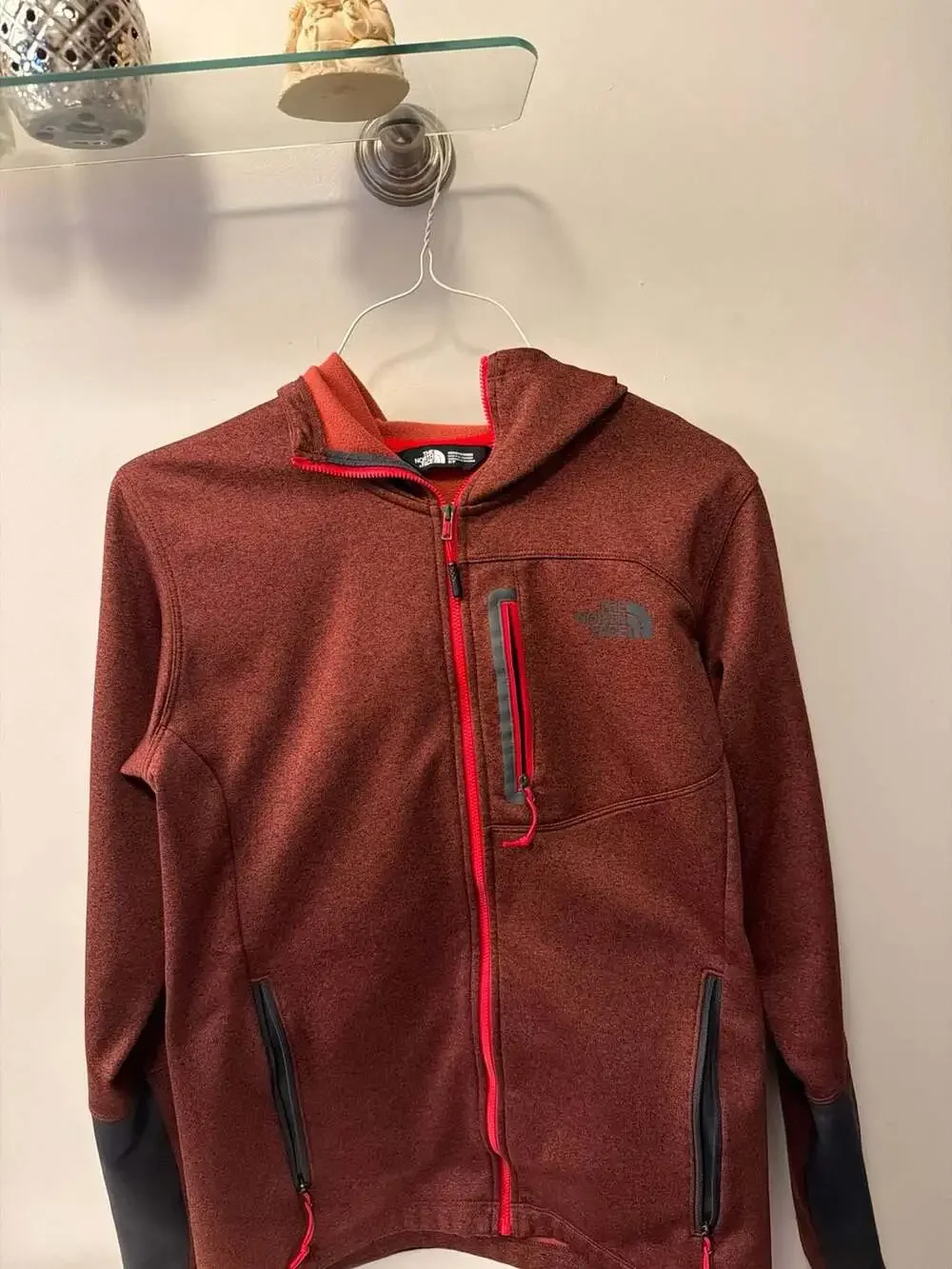 The North Face Men's Canyonland‎ Full Zip Hooded Fleece Jacket Burgundy Sz sm